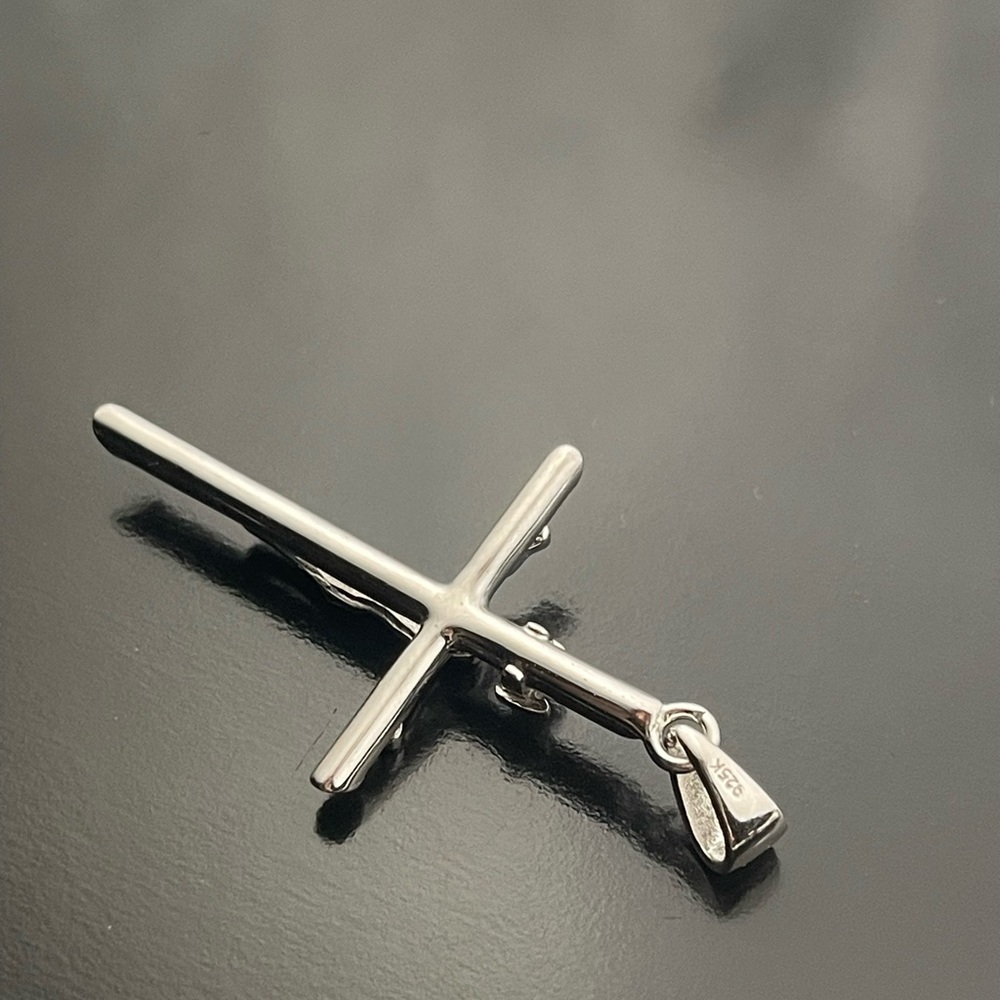 Solid Silver 925 Cross Jesus Pendant - image 2